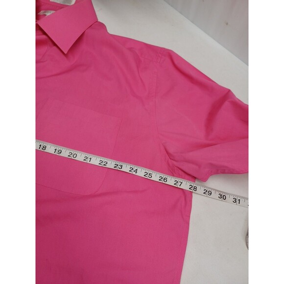 Marquis Mens Shirt Sz 18 1/2 / 2XL Pink Fuchsia Knit Long Sleeve Button Down - Picture 5 of 11